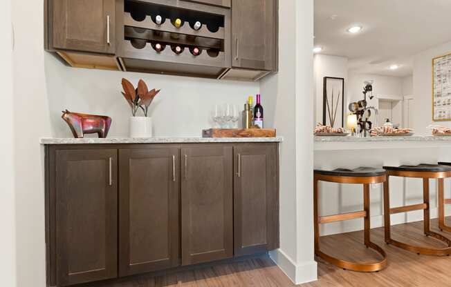 kitchen of an apartment at ironridge at hill country village