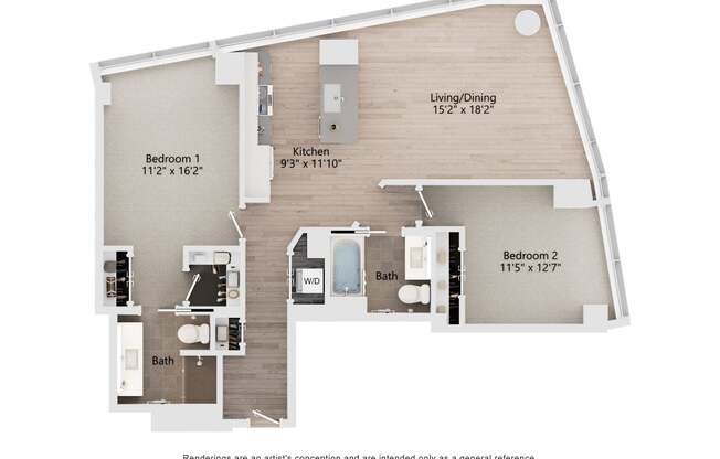 2 beds, 2 baths, 1,125 sqft, $5,493