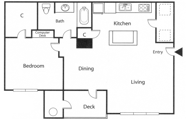 1 bed, 1 bath, 795 sqft, $1,967, Unit 108-104