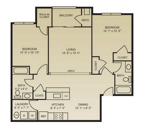 2 beds, 2 baths, 1,088 sqft, $1,765