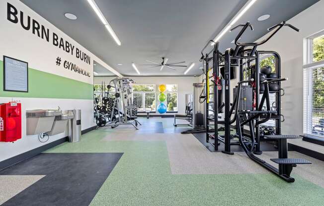 the gym at the flats at big tex apartments