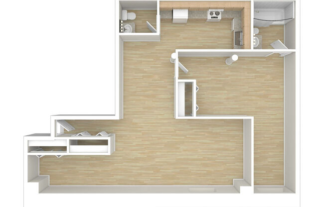 1 bed, 1.5 baths, 594 sqft, $2,035