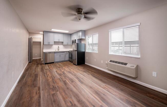 a room with a wood floor