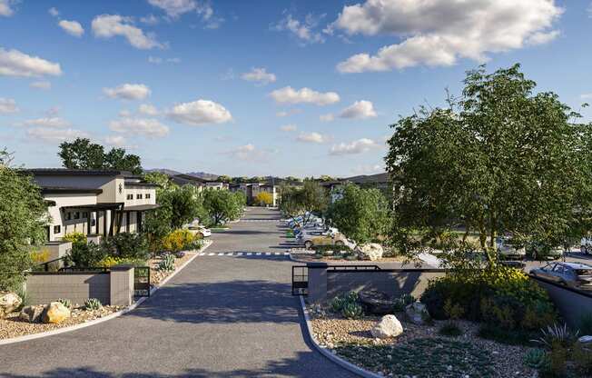 Entrance of Solstice Living Apartments in Tucson Arizona