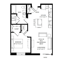 1 bed, 1 bath, 688 sqft, $1,695