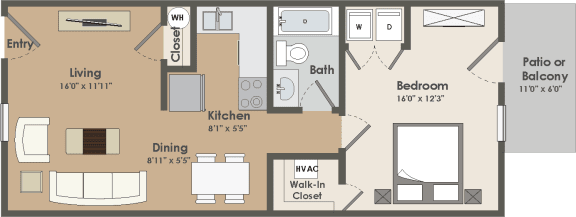 1 bed, 1 bath, 750 sqft, $1,152