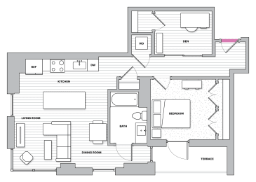 1 bed, 1 bath, 875 sqft, $2,517