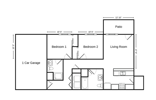 2 beds, 2 baths, 927 sqft, $1,250, Unit SH 1190-105