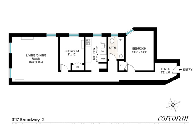 2 beds, 1 bath, 900 sqft, $3,400, Unit 2