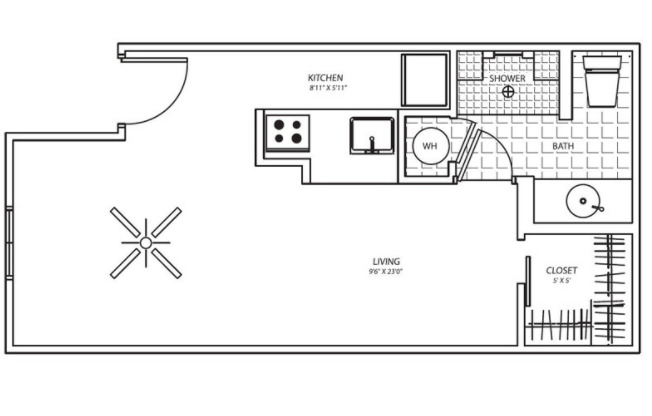 Studio, 1 bath, 400 sqft, $859, Unit 1145-4509