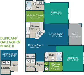 2 beds, 2 baths, 1,174 sqft, $1,553