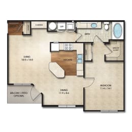 1 bed, 1 bath, 820 sqft, $1,318