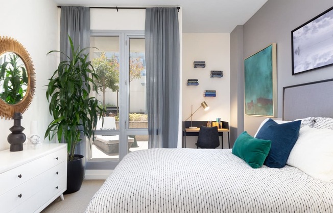 Luxury One Bedroom Apartments in San Fransisco, CA - Strata at Mission Bay - Bedroom with Floor-to-Ceiling window
