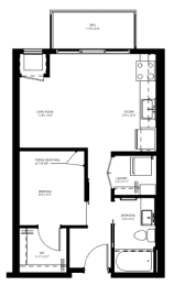 1 bed, 1 bath, 535 sqft, $1,592