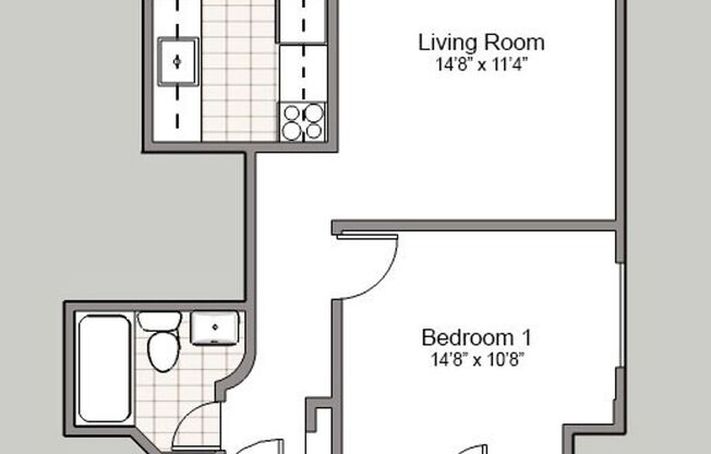 1 bed, 1 bath, 550 sqft, $1,350, Unit 206