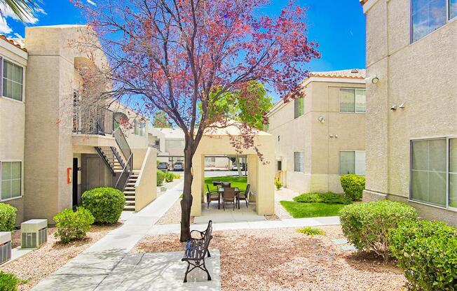 Peaceful sitting areas of Country Club at Valley View Senior Apartments in Las Vegas, NV, For Rent. Now leasing 1 and 2 bedroom apartments.