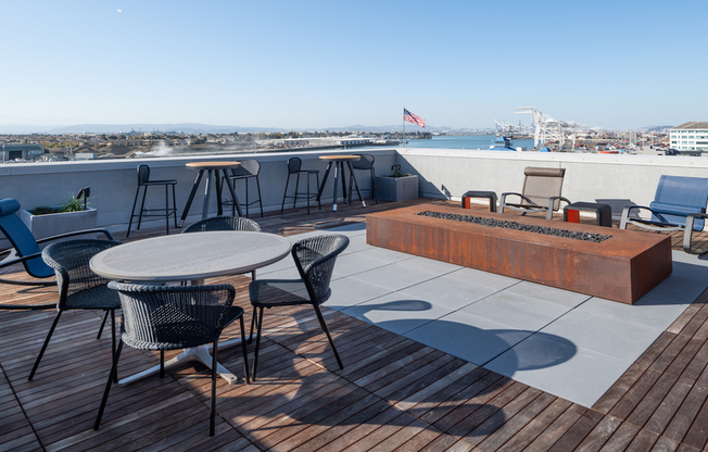 Enjoy a glass of wine and our amazing view next to our rooftop firepit