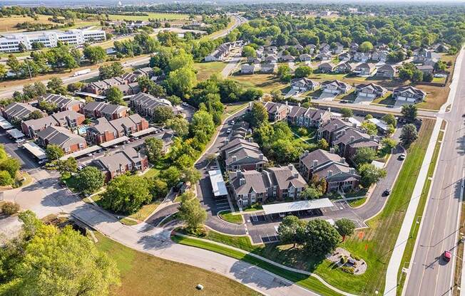 an aerial view of a neighborhood with houses