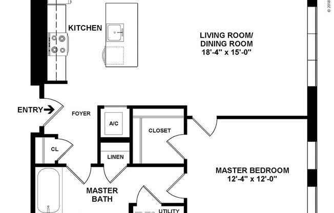 1 bed, 1 bath, 775 sqft, $2,555