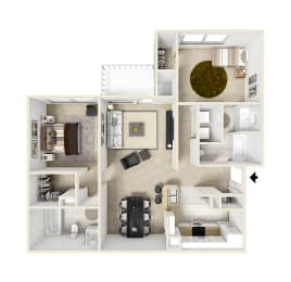 2 beds, 2 baths, 1,126 sqft, $1,500