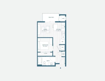 Studio, 1 bath, 518 sqft, $1,161