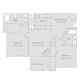 2 beds, 2 baths, 1,224 sqft, $1,154