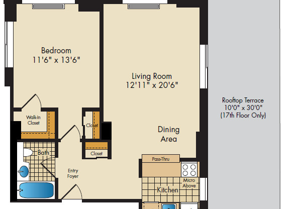 1 bed, 1 bath, 751 sqft, $5,333, Unit 18M