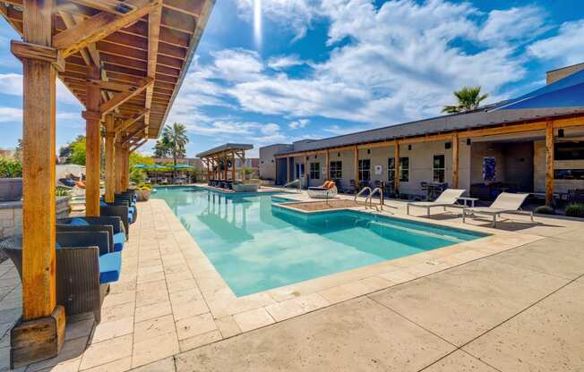 the swimming pool at our apartments in palm springs