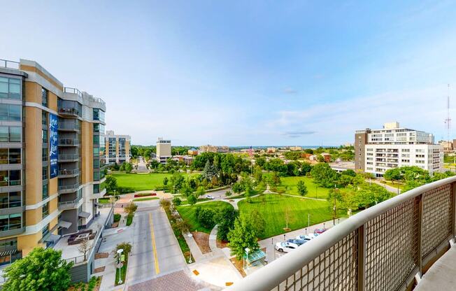 You'll relish in the spectacular views of Omaha and Turner Park from this 2 bedroom at Midtown Crossing Apartments