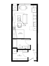 Studio, 1 bath, 506 sqft, $1,515