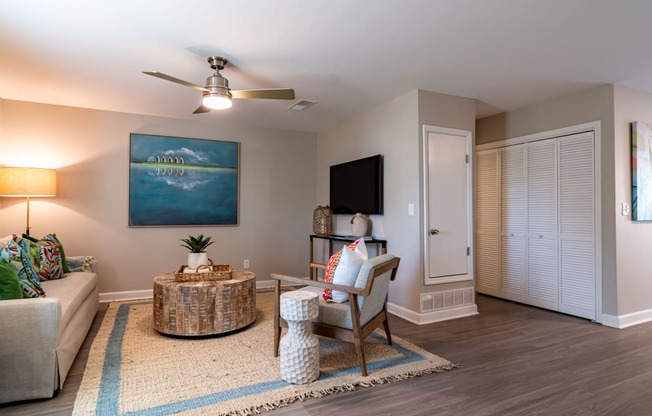Living Room at Elme Sandy Springs Apartments, Atlanta, GA