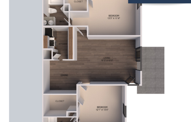 2 beds, 2 baths, 946 sqft, $974, Unit 622