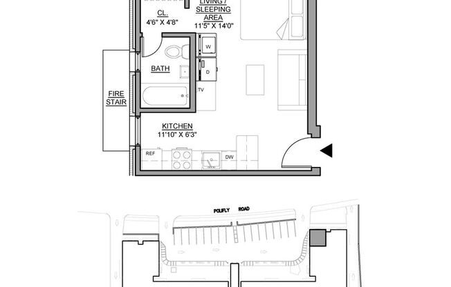 Studio, 1 bath, 380 sqft, $1,995, Unit 210