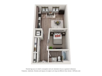 Studio, 1 bath, 581 sqft, $1,479