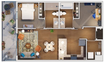 2 beds, 2 baths, 1,005 sqft, $1,797