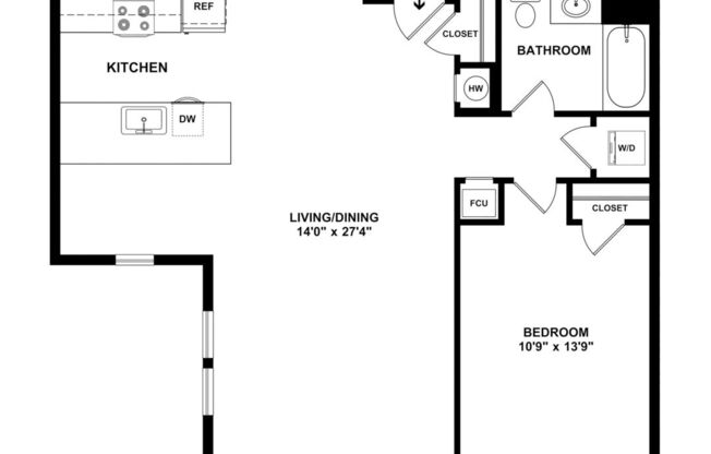 1 bed, 1 bath, 775 sqft, $2,300