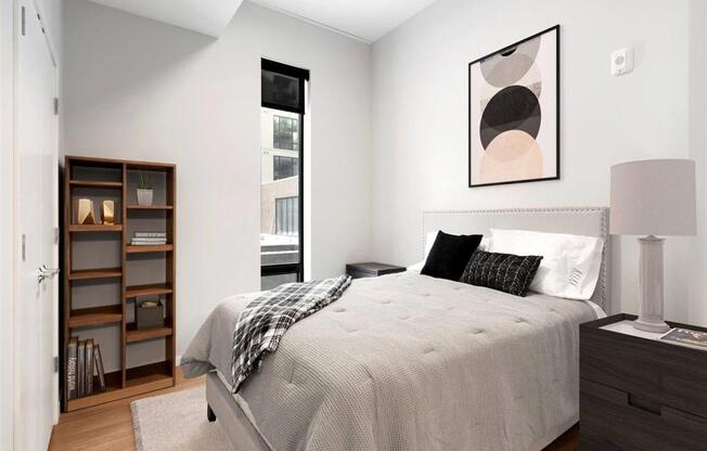 bedroom with wood floors