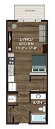 Studio, 1 bath, 490 sqft, $1,247