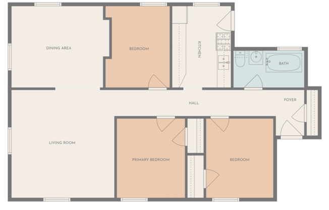 3 beds, 1 bath, 1,086 sqft, $1,595, Unit 307-35