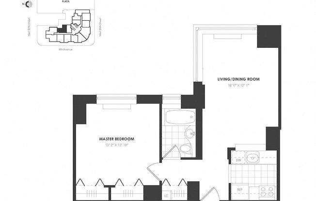 1 bed, 1 bath, 668 sqft, $6,427, Unit 30M