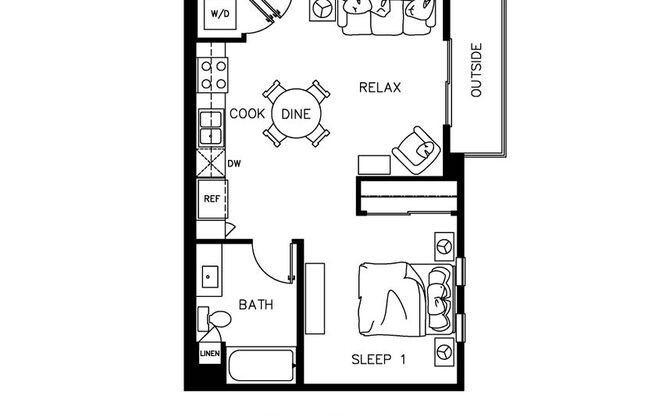 1 bed, 1 bath, 609 sqft, $2,350, Unit 108