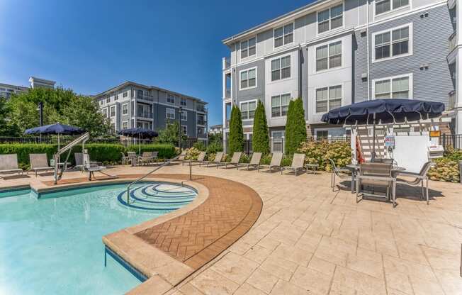 Pool area with seating