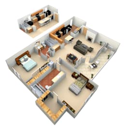 2 beds, 2 baths, 1,196 sqft, $1,732