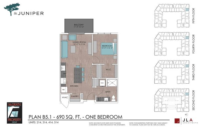 1 bed, 1 bath, 690 sqft, $1,650, Unit 214