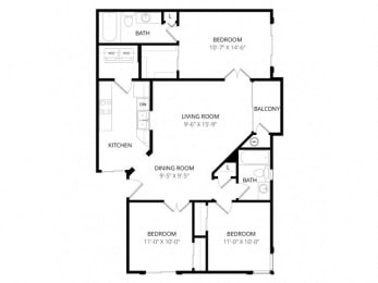 3 beds, 2 baths, 1,060 sqft, $1,860