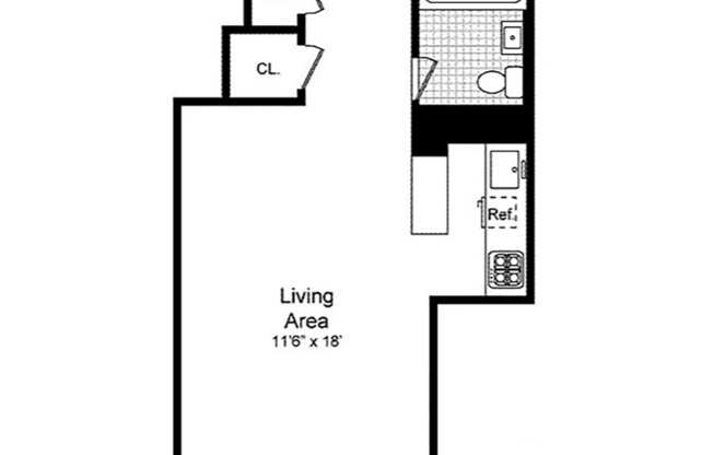 Studio, 1 bath, 400 sqft, $2,817, Unit 3E