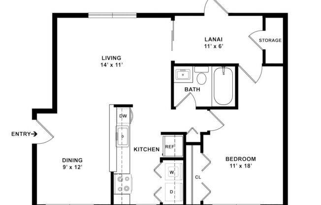 1 bed, 1 bath, 725 sqft, $1,450