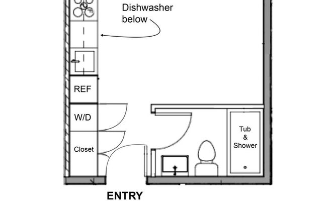 Studio, 1 bath, 242 sqft, $1,295, Unit 104