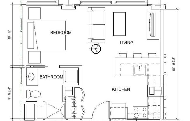Studio, 1 bath, 430 sqft, $1,114