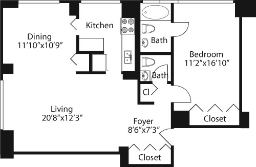 1 bed, 1 bath, 941 sqft, $5,899, Unit 24F